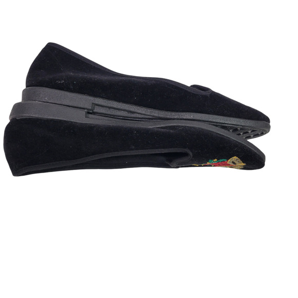 Christmas Bells Flats Black Velvet Velour Loafers Festive Holiday XMas Shoes 8 - Picture 10 of 12